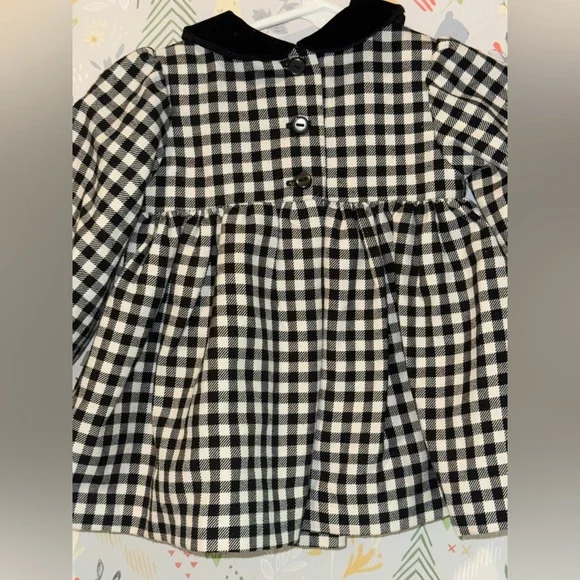 Vintage style Bonnie Jean Baby Black Gingham Baby Christmas Party Dress 0-3 Mon - Picture 2 of 15